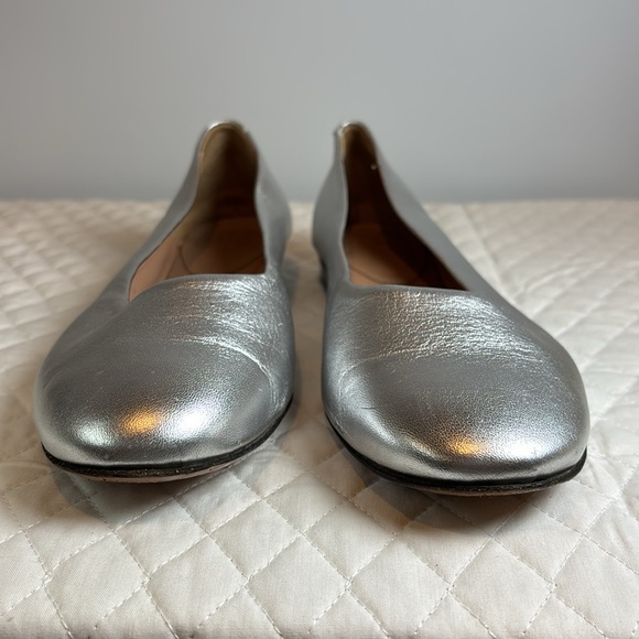 LEWIT METALLIC SILVER BALLERINA FLAT LEATHER Size 41, 10.5 - Picture 4 of 12